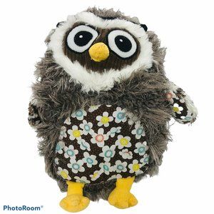 Ganz Woodsy Owl Patchwork Brown Floral 12" Plush